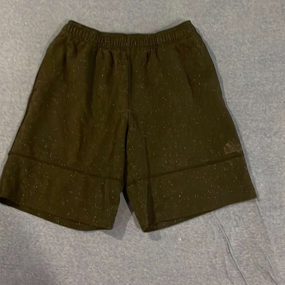 Adidas black with white spec athletic sweat shorts